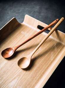 1pc/3/5pcs/Set Of Randomly Colored Wooden Long Handled Mixing Spoons, Kitchen