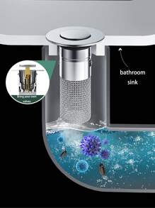 1pc Popup Sink Drain With Hair Catcher, Stainless Steel Sink Strainer, Stainless Steel Filter + Chrome Plated Plastic - Not A Universal Model, Please Confirm Size Fits Water Outlet Diameter 3.4-4.0cm Before Purchase Bathroom Decor Summer