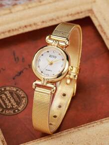 1 件/套简约高品质水钻和刻度小表盘石英表，适合生日、万圣节礼物等。