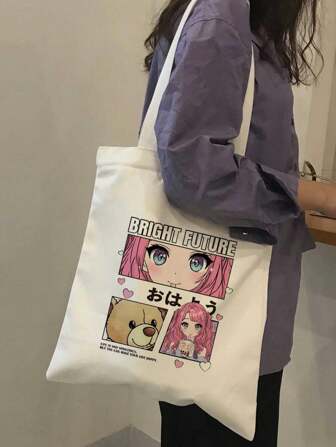 Bolso de hombro con estampado de pato lindo, bolso de lona de moda, bolso de mano, bolsa de compras para mujeres, bolso de tela informal para estudiantes, trabajadores de oficina, compras, al aire libre, regalo