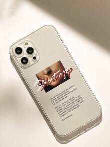 1pc Minimalist Slogan Tag Shockproof Anti-Slip Transparent Phone Case, Compatible With IPhone, Honor, Redmi, Galaxy,