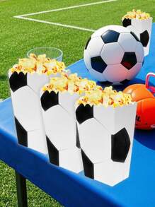 10/12/24 Pcs Sports Soccer Party Popcorn Boxes Popcorn Bags Buckets Container Holder Sport Party Favors For Sport Supplies Decorations