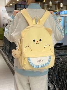 Cartoon Fashion Backpack; Beautiful Travel School Bag; Interesting Patchwork Pattern And Fashionable School Design, Backpack, School Bag.