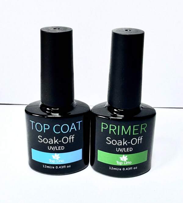 Kit Top Coat PrimerBase Lirió Prep Preparadores Unha Gel e Fibra Profissional Festa Junina