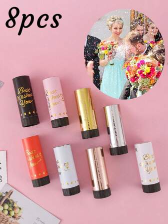 亮玫瑰金、金色、银色、红色生日礼品管、手持礼品炮、手扭丝带礼品炮管，适用于生日派对、聚会活动、装饰用品、婚礼庆典用品