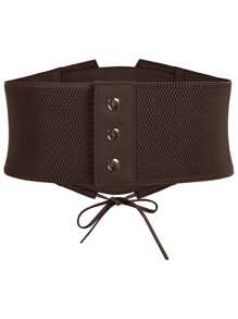 1pc Women's Brown Lace Elastic Waist Band, Sexy Waist Cincher Suitable For Commute, Party, Street Photography And Other Occasions