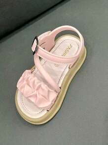 1 双女孩镂空设计可爱淑女风格 PVC 粉色凉鞋，适合夏季度假 - 粉色 - 查看 7