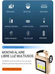 Lámpara Portátil Recargable De Luz Fuerte D Houseout 3004 - Beis - Ver 5