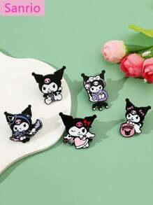 Sanrio 5 peças Sanrio, broche de esmalte adorável, broche de metal Sanrio criativo e personalizado com desenho animado, decoração fofa Kuromi, broche de liga de óleo, acessórios comemorativos, acessórios decorativos de escritório, camisas, jaquetas, joias, Natal, Halloween