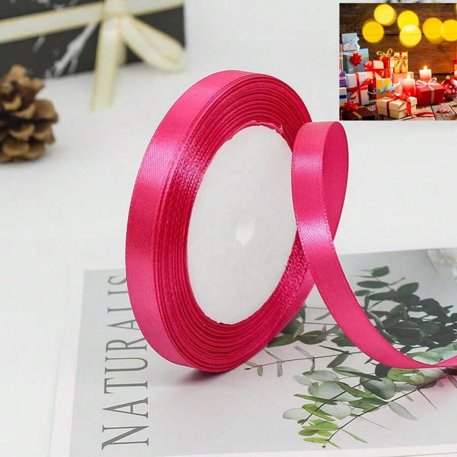 1 rollo, tamaño 24 de cinta rosa - Perfecta para manualidades, lazos, envolver regalos, floristerías, decoraciones de boda y San Valentín, y cintas navideñas