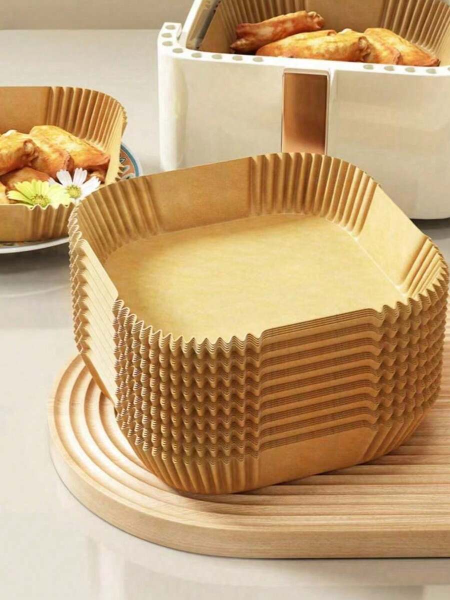 25/50/100pcs Air Fryer Paper Square Household Oil Blotting Paper Holder Silicone Oil Paper Tray Baking Paper Pad Air Fryer Kitchen Air Fryer Liners Air Fryer Paper Airfryer Air Frier - True Color - View 1