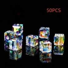 50pcs Shiny Artificial Crystal Cube Beads 4/6/8mm - Ideal For DIY Jewelry Making, Bracelets, Necklaces, Earrings - Craft Materials For Small Businesses - New AB - View 4