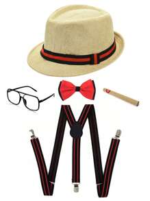 D EXCEED 5 PCS 1920s Costume Accessories Set For Women And Man Great Gatsby Party Hat Bowknot Prop Glasses Shoulder Strap Decoration Dance Party Halloween Holiday Decoration Gifts ﻿ Prom - Multicolor - View 18