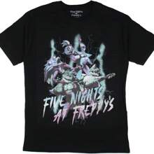 Camiseta de manga corta con estampado que brilla en la oscuridad de "Five Nights at Freddy's Security Breach" para hombre - Negro - Ver 1