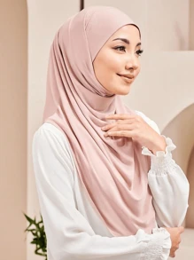 قطعة واحدة وشاح إسلامي محجبة لون سادة للنساء ، أوشحة طويلة لفة الرأس حجاب - متعدد الألوان - مشاهدة 3