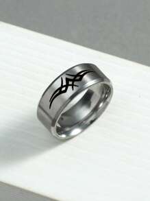 复古图腾男士不锈钢戒指 1 件 - 黑與白 - 查看 15