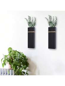 2 pièces Jardinières murales - 2 pièces de vases muraux en bois pour fleurs séchées et plantes artificielles, vase de fleurs en bois de style ferme moderne. Décoration pour salon, chambre, cuisine - Décoration de chambre noire, décoration de jardin, décoration de mariage, décoration de la maison