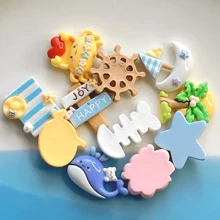 Set de 11 piezas de accesorios de resina con diseño lindo de la serie Ocean de Catone: calcomanías para refrigerador, estuche hecho a mano para teléfono móvil, caja de almacenamiento