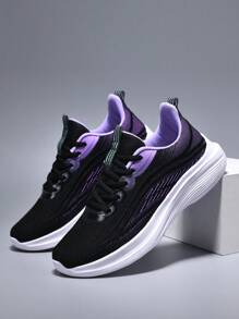 1 Pair Women's Road Running Casual Sports Shoes, Lightweight & Comfortable For Outdoor Travel And Walking, 2025 Spring/Summer New Lightweight Mesh Breathable Travel Shoes, Popular Versatile Running Sneakers - Purple - View 5