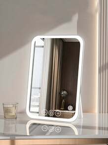 桌面 LED 照明化妆镜，便携式折叠学生宿舍梳妆镜，办公室和个人使用