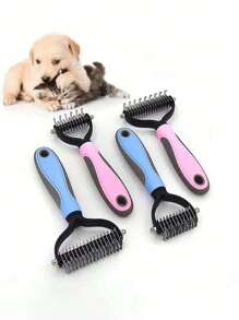 Peigne de toilettage pour animaux de compagnie à double face conçu pour le démêlage et le désenfilage. Doté d'une prise confortable et antidérapante pour une manipulation facile. Dents arrondies et douces pour éviter l'irritation de la peau, convenant aux chats et aux chiens. Parfait pour éliminer les poils lâches et favoriser une fourrure saine.