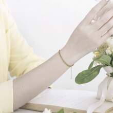 女士金/银脚链，14K 黄金脚链防水链心形串珠人字形水钻脚链套装多层脚链手链女士黄金首饰礼物