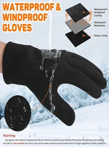 Outdoor Thermal Lined Insulated Gloves, Sports Cycling Skiing Touchscreen Gloves, Men's Warm Gloves