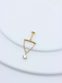 1pc Cubic Zirconia Threaded Stud Lip Stud Set, Cubic Zirconia Pendant Cartilage Earring, Fashion Soft Cartilage Piercing Earrings