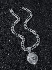 1 件男士全水钻链狮头吊坠项链，动物项链礼物送给男朋友 - Style A - 查看 2