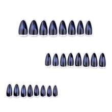Transform Your Nails With 24pcs Minimalist Modernist Creative Retro Novelty Unique Personalized Music Festival Handsome Dark Style Hottie Silver Edge Haze Blue Blending Medium Almond Press On Nails Fake Nail Kit, Suitable For Girls And Women With Unique Personalities To Use In Daily Life And During Music Festivals