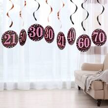 1set Rose Gold PVC Spiral Happy Birthday Swirl 18/21/30/40/50/60/70/80 Years Old Hanging Ornaments Birthday Party Decorations Birthday Decor