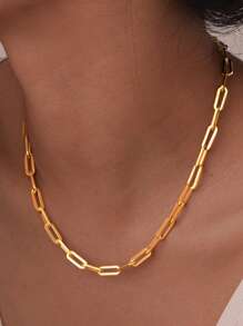 1 pieza Collar con pasador de moda, estilo de cadena hip-hop adecuado para uso diario para mujer