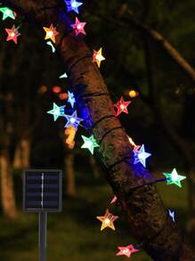 1pc 4/5/7M 20/30/50 LED Star String Lights, Outdoor Waterproof Garden Yard Decoration Pentagram Fairy Lights, Multi-Color Warm Light, Suitable For Garden, Balcony, Landscape Lighting, Fence, Stairs, Proposal, Birthday, Room Decor, Camping, Graduation - Color Light - View 10