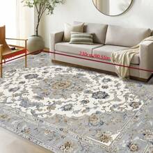 [Crystal Velvet 700g/㎡ Embossed Bottom 5mm Thick] Vintage European Style Floral Pattern Modern Carpet For Living Room, Kitchen, Bedroom, Study, Bathroom