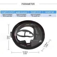 全脸浮潜面罩，成人尺寸，采用钢化玻璃和超柔软硅胶制成，舒适无味，180°广角防雾，可调节尺寸和头带 - 彩色 - 查看 8