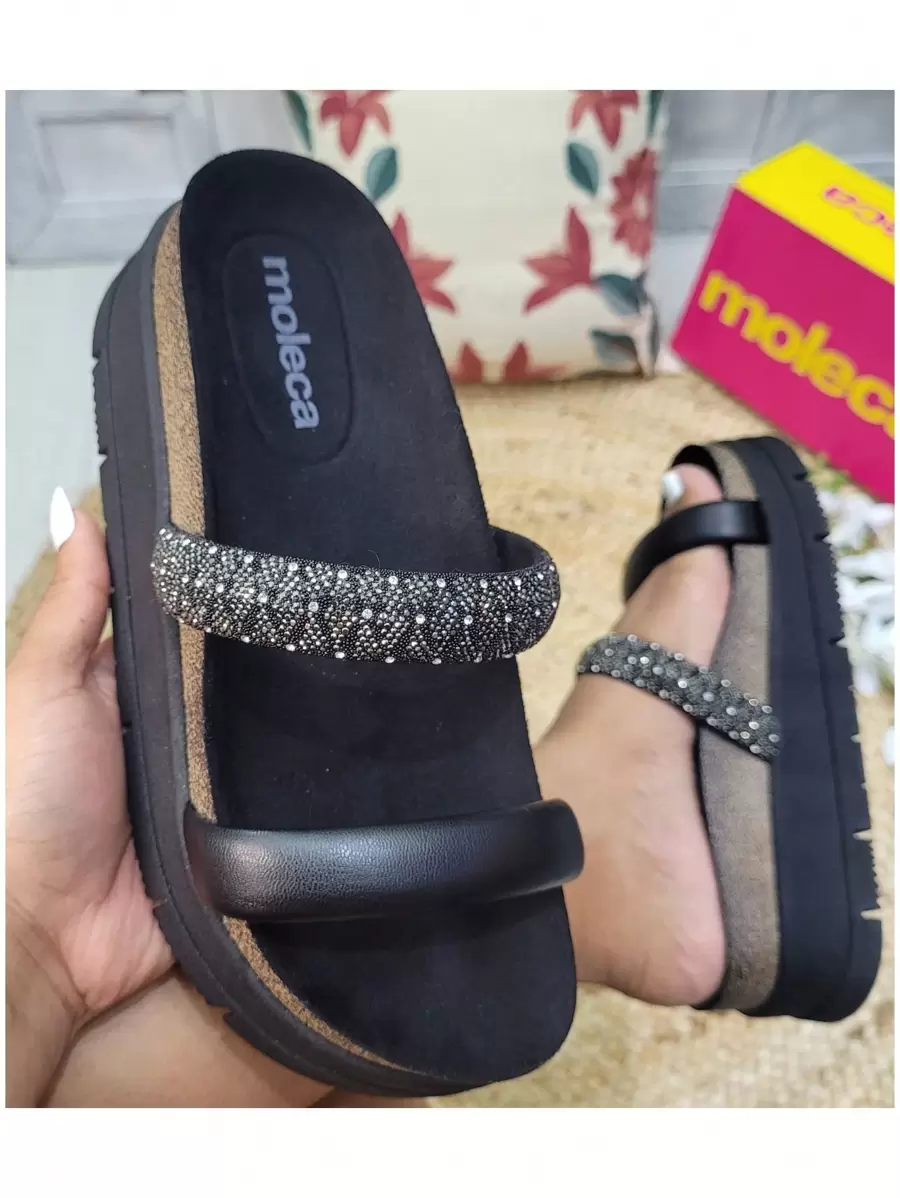 Moleca Platform Sandals With Straps And Glitter For Women