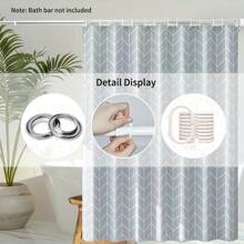 Simple Multipurpose Grey Grid Printed Waterproof Bathroom Shower Curtain Set, High-End Thick Shower Curtain And Shower Divider Curtain - Gray Grid - View 3