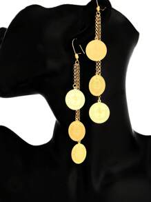 2 pezzi Orecchini pendenti con monete dorate di moda, orecchini con nappine dorate placcate in oro stile Oman e curdo, gioielli di moda per donne arabe