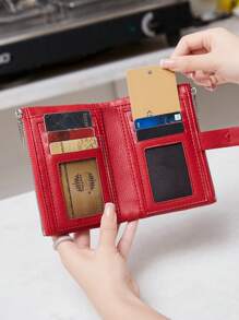 MIYIN Soft Leather Wallet Ladies Bifold Slim Wallets Credit Card Holder With Double Zipper Pocket Wallet Purse Wallet Mini Wallet Small Wallet