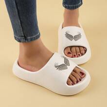 女士平底拖鞋，时尚户外运动凉鞋，EVA 一体式柔软，卡通设计厚底，夏季 - 飛翼白色 - 查看 1