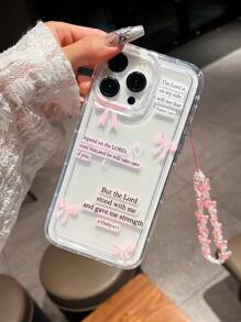 蝴蝶结字母拼布防摔手机壳，配 1 条手机挂绳，适用于 17/16 Pro Max、15、14/13、12、11 Pro Max、XS Max、X、XR、8、7、Plus、Mini，可用作生日礼物、女朋友、男朋友或自用