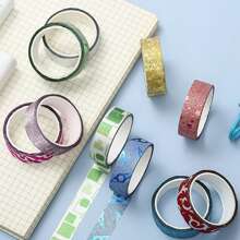 10 Rolls Of 0.59in * 118.11in Gold Onion Film Tape With Flashing Powder, DIY Diary Decoration, Self-Adhesive Decorative Tape, Suitable For Parties