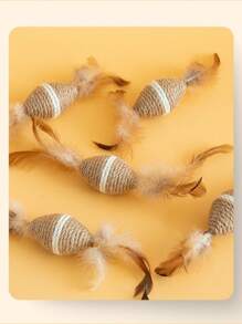 1 Stück mittelgroßer, strapazierfähiger, bissfester, quietschender natürlicher Sisal-Katzenball, minimalistischer frischer Stil, farbenfrohes sphärisches Design mit Feder-Mehrschicht-Wickeldetail, Selbstunterhaltung, Langeweile lindern, interaktives Katzen-Teaser-Haustierspielzeug, geeignet für tägliches Spielen zu Hause, Feiertags-Interaktion, Ganzjahres-Haustierpflege - Verschiedenfarbig - Übersicht 11