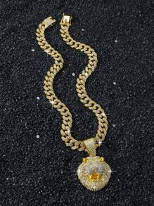 1 件男士全水钻链狮头吊坠项链，动物项链礼物送给男朋友 - Style A - 查看 3