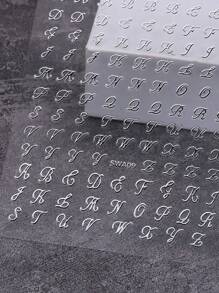 Pegatinas de letras góticas, pegatinas de uñas con letras, pegatinas de uñas 3D con letras vintage, blanco, negro, oro, plata, calcomanías adhesivas DIY, diseños de arte para uñas, decoración de uñas, fácil de usar y duraderas pegatinas de uñas, decoración de uñas DIY para salón de uñas
