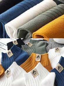 5 Pairs Men's Versatile Short Thick Socks, Suitable For Autumn/Winter, Students, Sports, And Couples - Multicolor - View 9