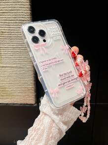 蝴蝶结字母拼布防摔手机壳，配 1 条手机挂绳，适用于 17/16 Pro Max、15、14/13、12、11 Pro Max、XS Max、X、XR、8、7、Plus、Mini，可用作生日礼物、女朋友、男朋友或自用