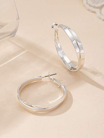 1 对时尚金属纹理镀金耳环，适合女性派对和日常佩戴