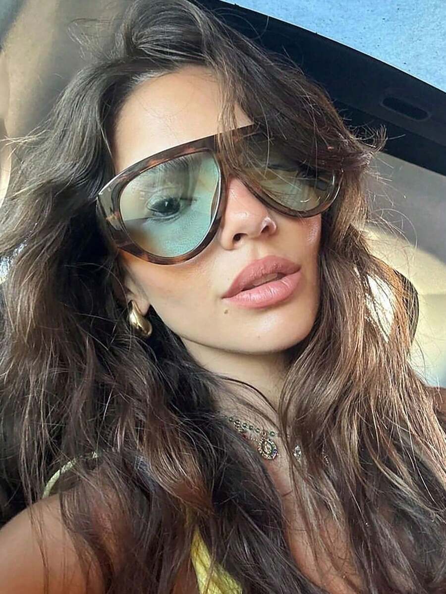 1 件超大女士时尚眼镜，复古猫眼镜框，欧美风格 - 彩色 - 查看 1