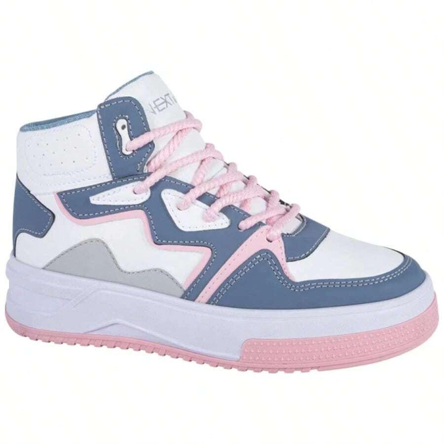 Zapato Tenis Bota Urbano para Dama, Acabado Napa, Horma Redonda, Corte Tipo Botín, Suela Antiderrapante, Color Blanco - Blanco - Ver 1